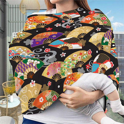 Japanese Hand Fan Pattern Print Baby Seat Cover