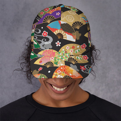 Japanese Hand Fan Pattern Print Baseball Cap