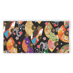 Japanese Hand Fan Pattern Print Beach Towel