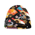 Japanese Hand Fan Pattern Print Beanie