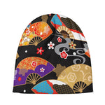 Japanese Hand Fan Pattern Print Beanie