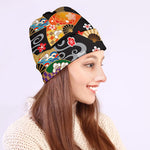 Japanese Hand Fan Pattern Print Beanie