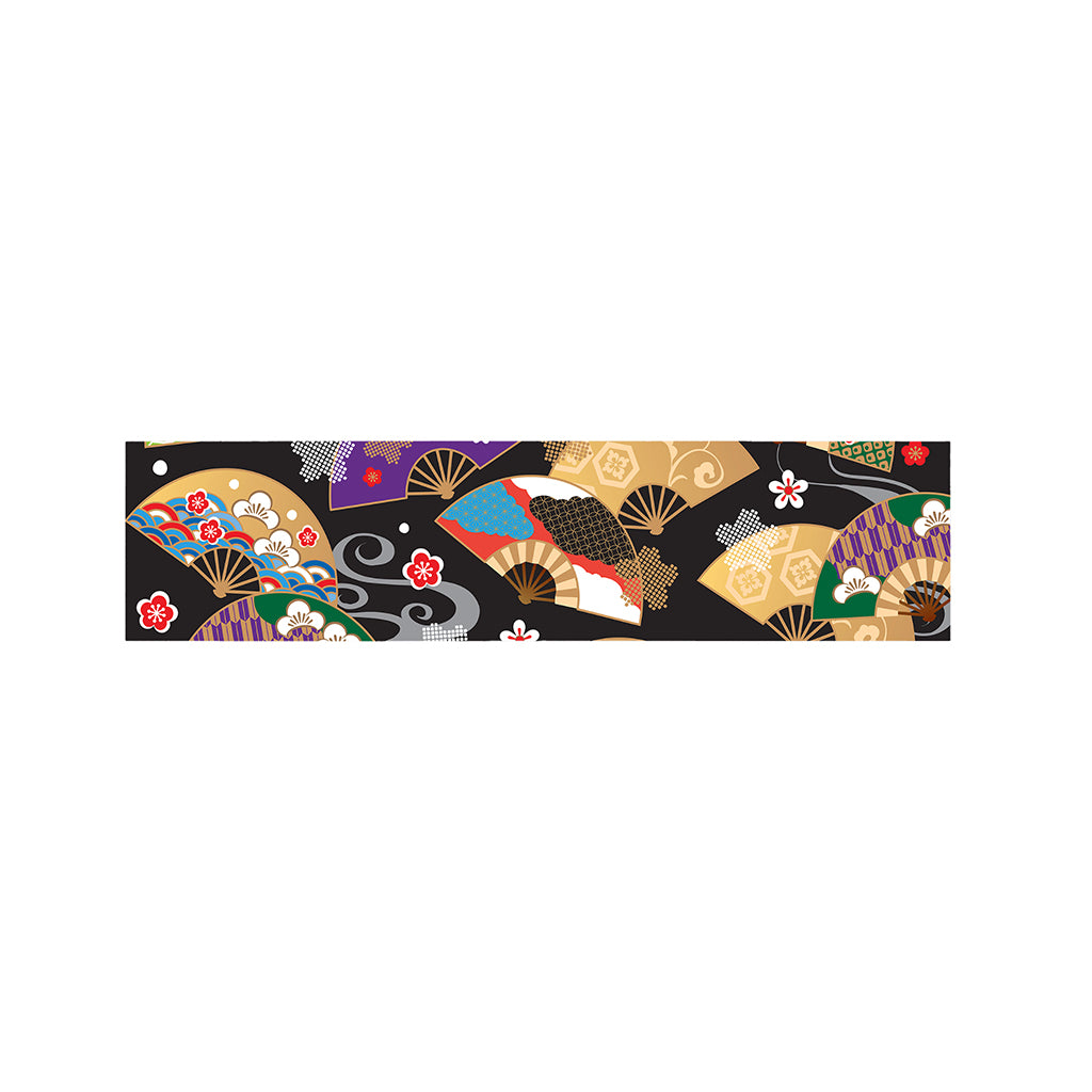 Japanese Hand Fan Pattern Print Bed Runner