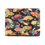 Japanese Hand Fan Pattern Print Bifold Wallet