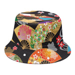Japanese Hand Fan Pattern Print Bucket Hat