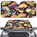 Japanese Hand Fan Pattern Print Car Windshield Sun Shade