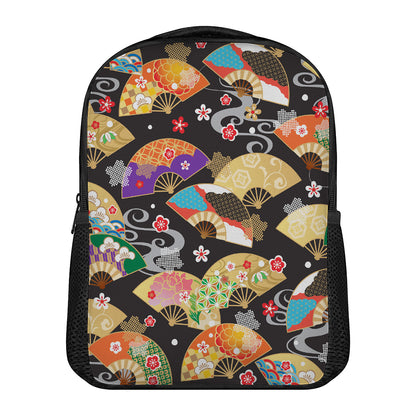 Japanese Hand Fan Pattern Print Casual Backpack