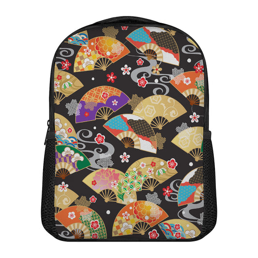 Japanese Hand Fan Pattern Print Casual Backpack