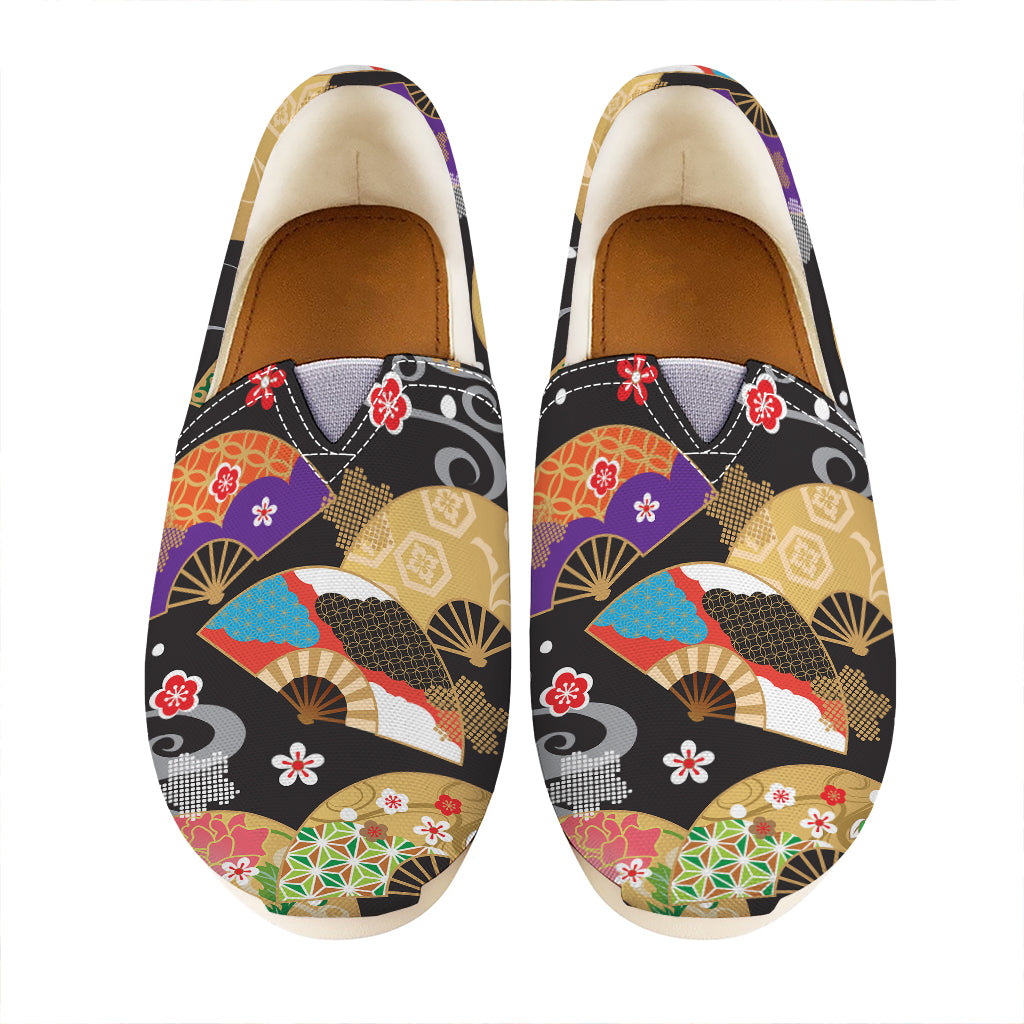 Japanese Hand Fan Pattern Print Casual Shoes
