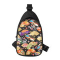 Japanese Hand Fan Pattern Print Sling Bag