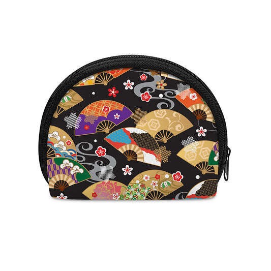 Japanese Hand Fan Pattern Print Coin Purse