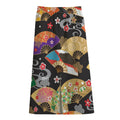 Japanese Hand Fan Pattern Print Cotton Front Slit Maxi Skirt