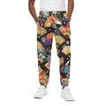 Japanese Hand Fan Pattern Print Cotton Sweatpants