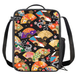 Japanese Hand Fan Pattern Print Crossbody Lunch Bag