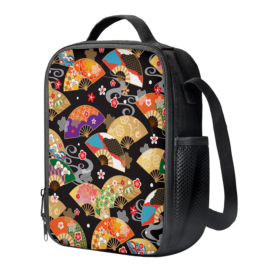 Japanese Hand Fan Pattern Print Crossbody Lunch Bag