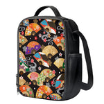 Japanese Hand Fan Pattern Print Crossbody Lunch Bag