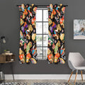 Japanese Hand Fan Pattern Print Grommet Curtain Panels