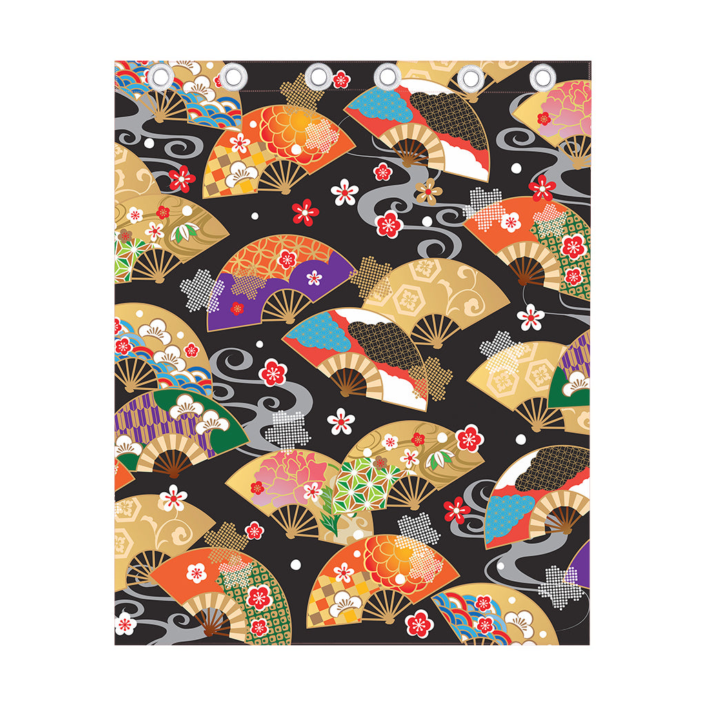 Japanese Hand Fan Pattern Print Curtain