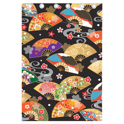 Japanese Hand Fan Pattern Print Curtain
