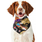 Japanese Hand Fan Pattern Print Dog Bandana