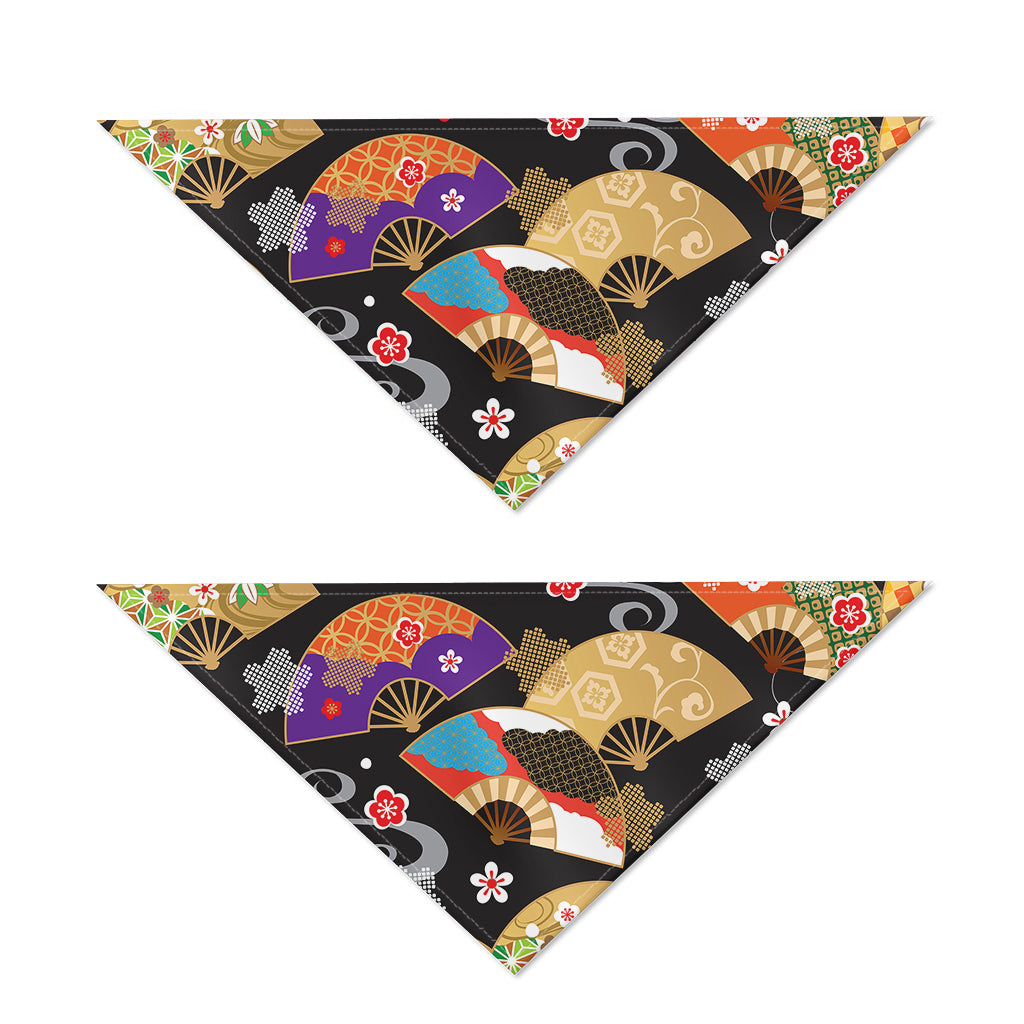 Japanese Hand Fan Pattern Print Dog Bandana
