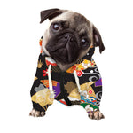 Japanese Hand Fan Pattern Print Dog Zip Up Hoodie