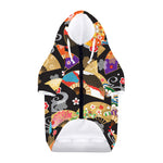 Japanese Hand Fan Pattern Print Dog Zip Up Hoodie