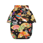 Japanese Hand Fan Pattern Print Dog Zip Up Hoodie