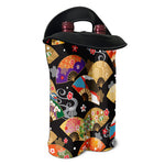 Japanese Hand Fan Pattern Print Double Neoprene Wine Tote