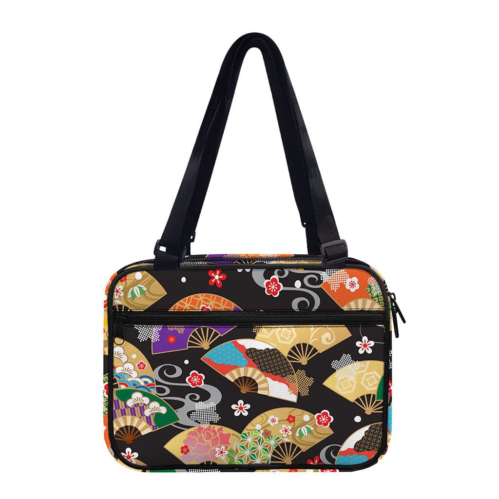 Japanese Hand Fan Pattern Print Double Strap Bible Bag