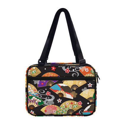 Japanese Hand Fan Pattern Print Double Strap Bible Bag