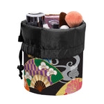 Japanese Hand Fan Pattern Print Drawstring Makeup Bag