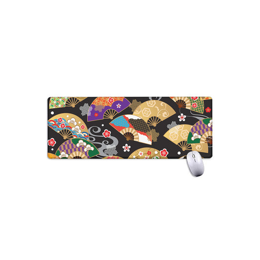 Japanese Hand Fan Pattern Print Extended Mouse Pad