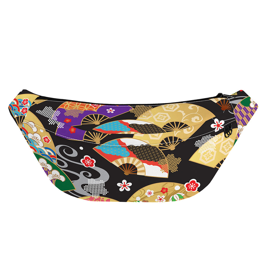 Japanese Hand Fan Pattern Print Fanny Pack