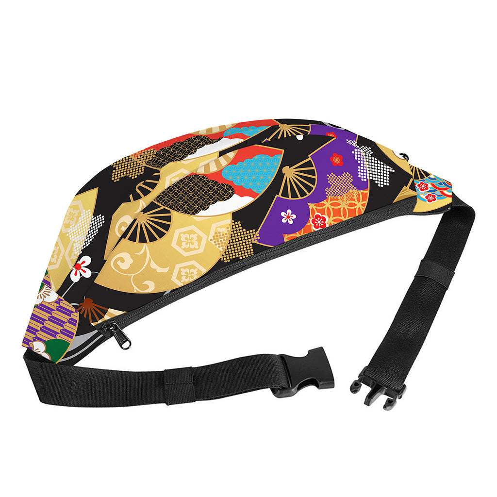 Japanese Hand Fan Pattern Print Fanny Pack