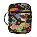 Japanese Hand Fan Pattern Print Front Pocket Bible Bag
