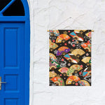 Japanese Hand Fan Pattern Print Garden Flag