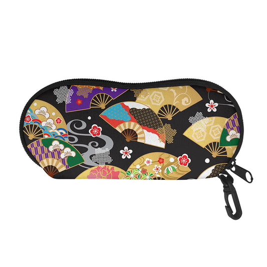 Japanese Hand Fan Pattern Print Glasses Case