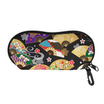Japanese Hand Fan Pattern Print Glasses Case