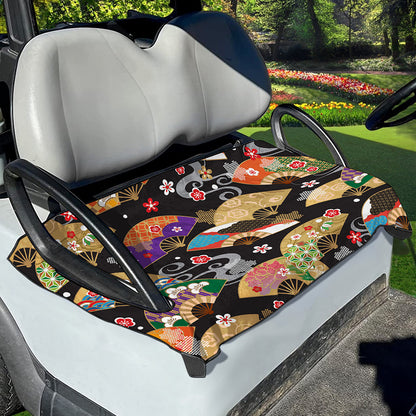 Japanese Hand Fan Pattern Print Golf Cart Seat Cover