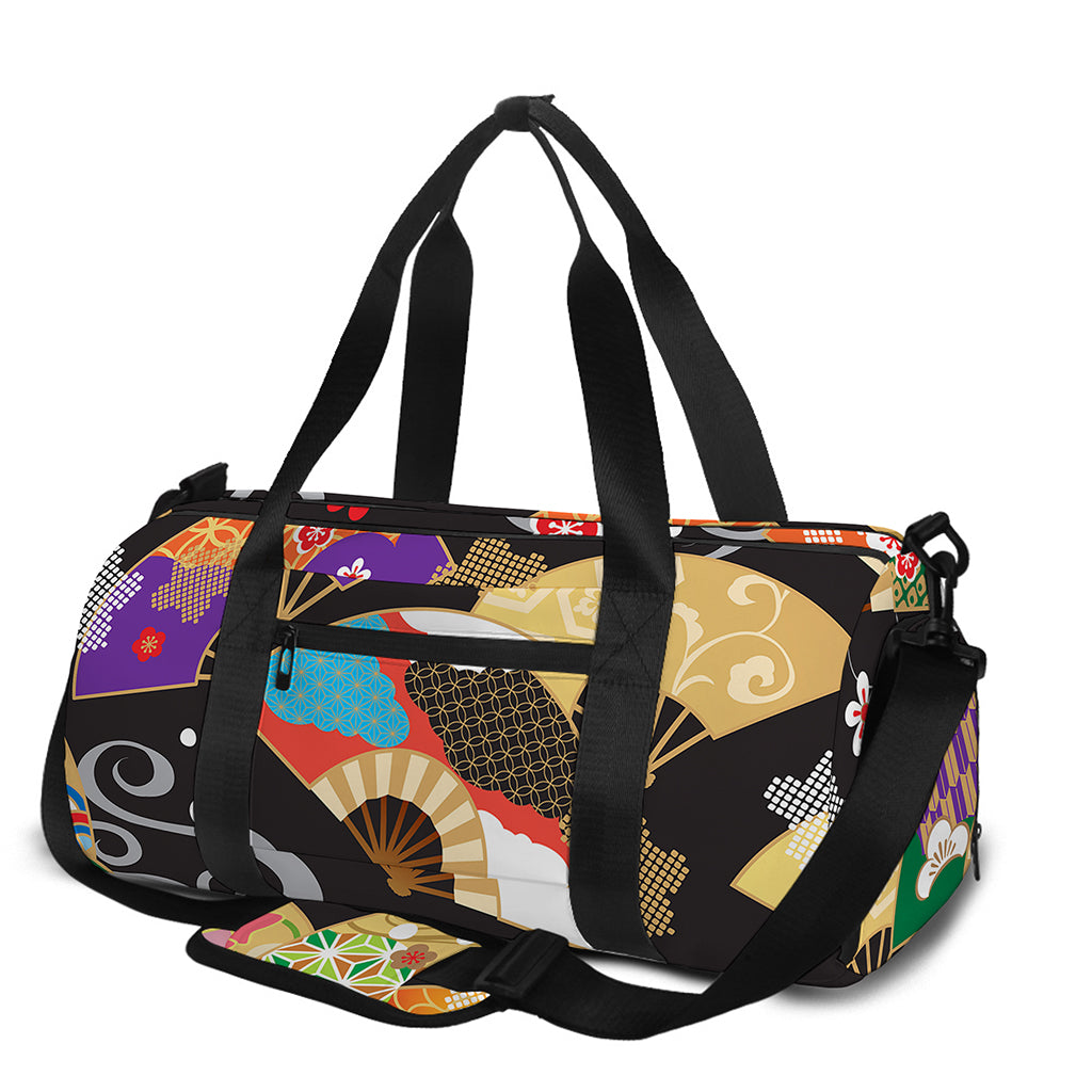 Japanese Hand Fan Pattern Print Gym Bag