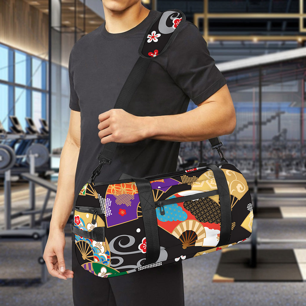 Japanese Hand Fan Pattern Print Gym Bag