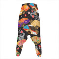 Japanese Hand Fan Pattern Print Hammer Pants