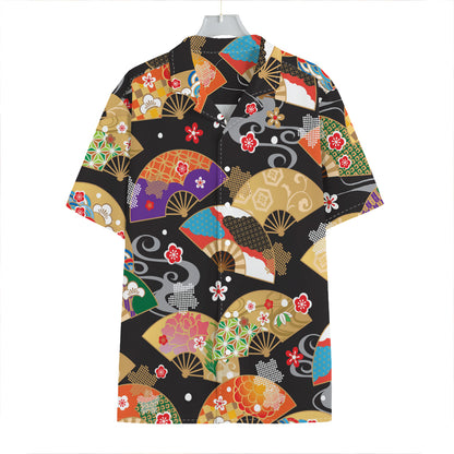 Japanese Hand Fan Pattern Print Hawaiian Shirt