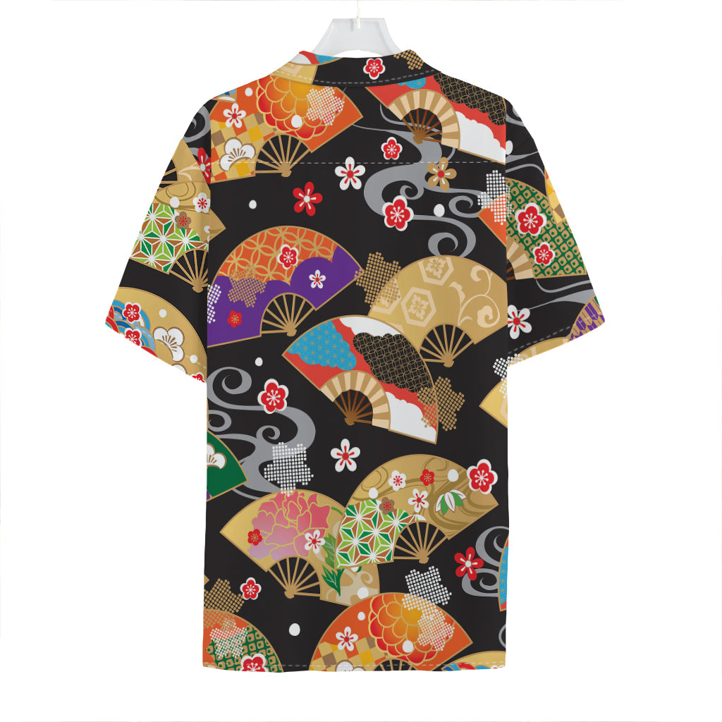 Japanese Hand Fan Pattern Print Hawaiian Shirt