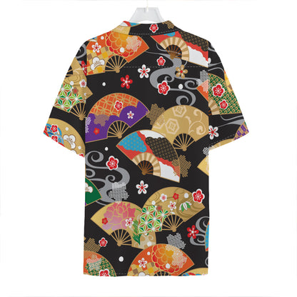 Japanese Hand Fan Pattern Print Hawaiian Shirt