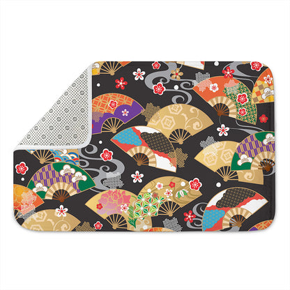 Japanese Hand Fan Pattern Print Indoor Door Mat