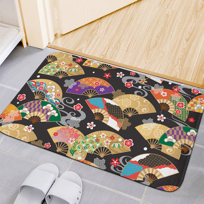 Japanese Hand Fan Pattern Print Indoor Door Mat