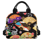 Japanese Hand Fan Pattern Print Insulated Lunch Bag