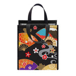 Japanese Hand Fan Pattern Print Insulated Lunch Tote